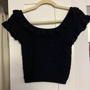 H&M Crochet Top Black Crop Cropped